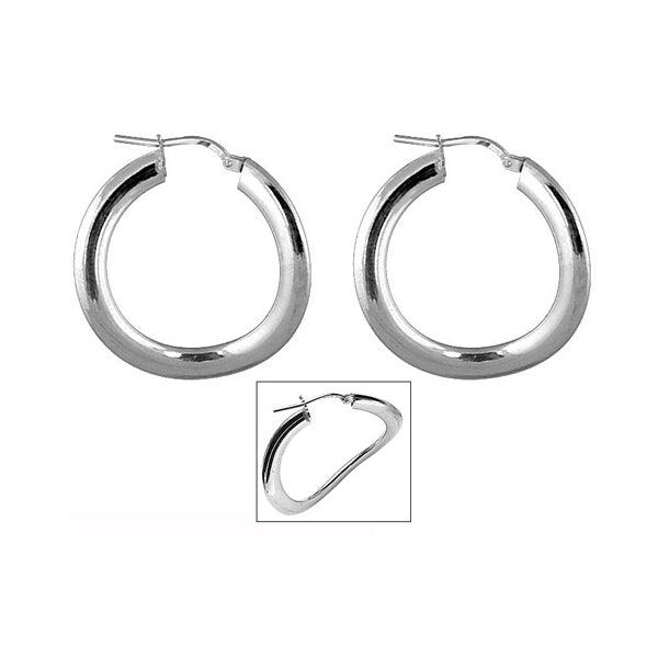 Créoles ondulées petit modèle en argent 925 rhodié