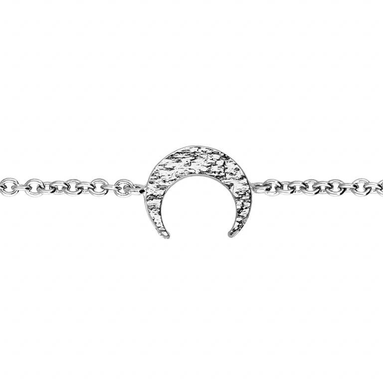 Hammered Crescent Moon Armband – Silver | Azulin