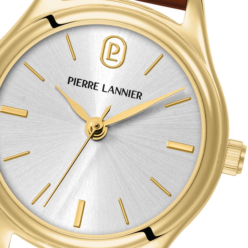 قرص أشعة الشمس الفضي، عقارب ذهبية، إطار ذهبي Pierre Lannier 021K524