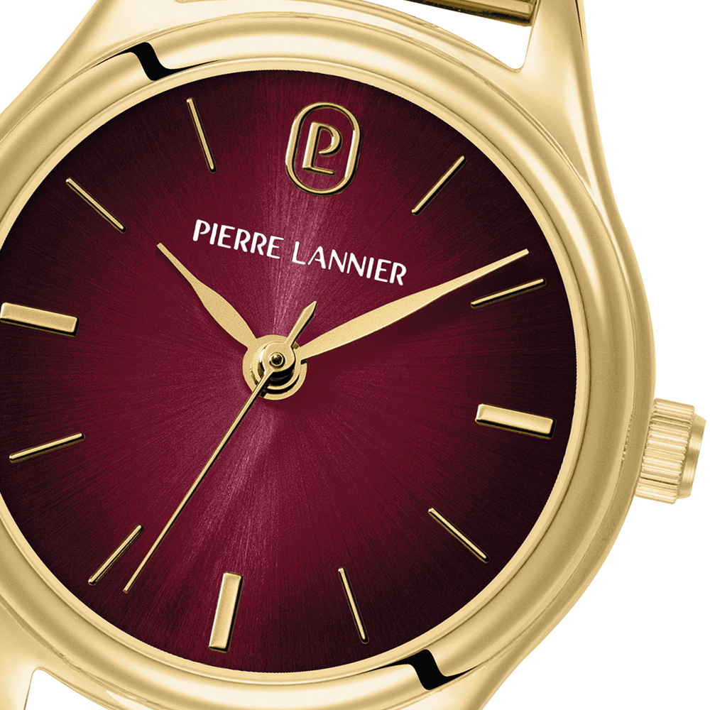 Montre femme Pierre Lannier PYA 021K552 – cadran bordeaux bracelet acier milanais doré – vue 2