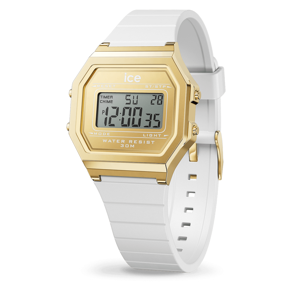 Ice-Watch DIGIT RETRO ホワイト ゴールド シリコン ストラップ 022049