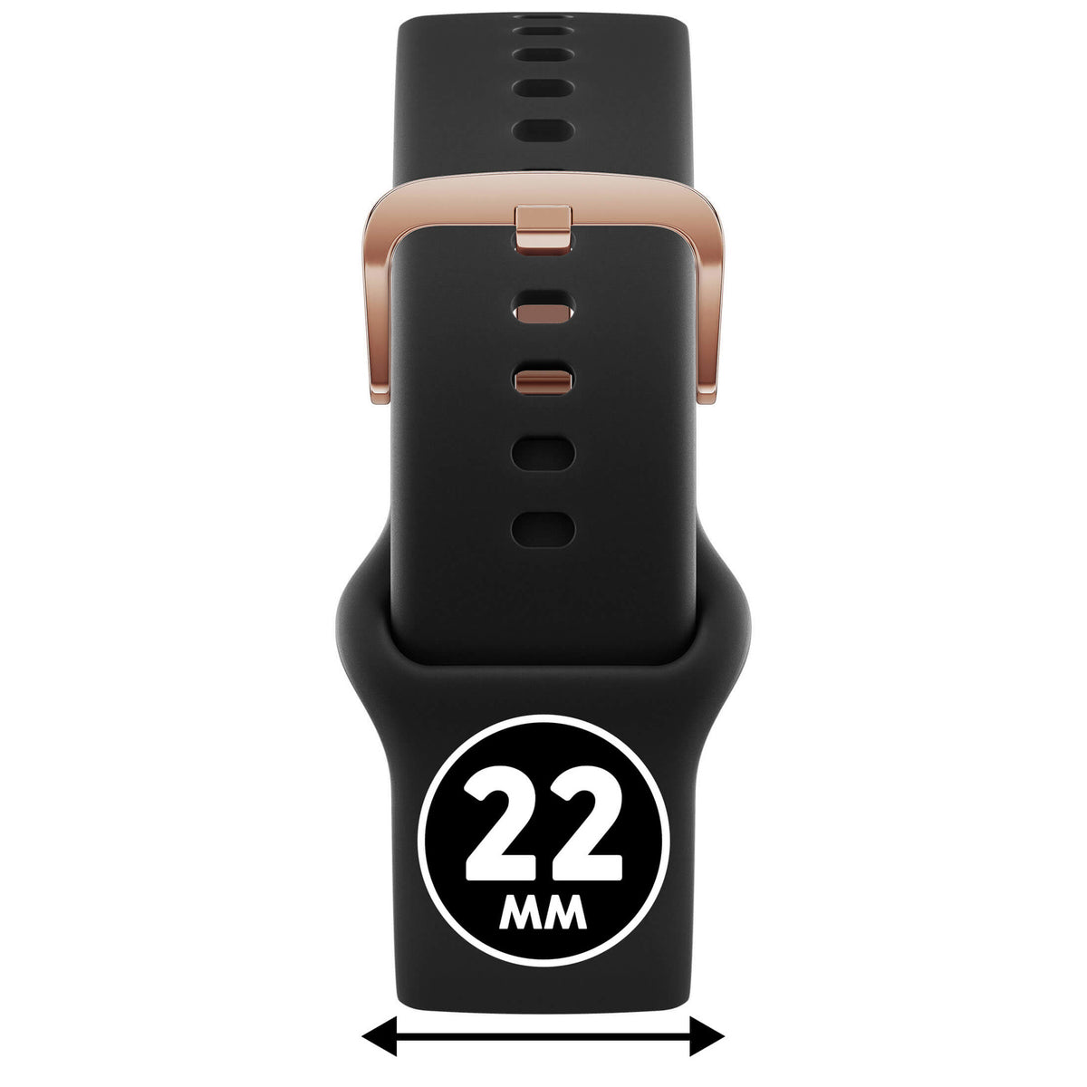 Bracelet de montre Ice-Watch silicone noir Black 22 mm boucle or rose