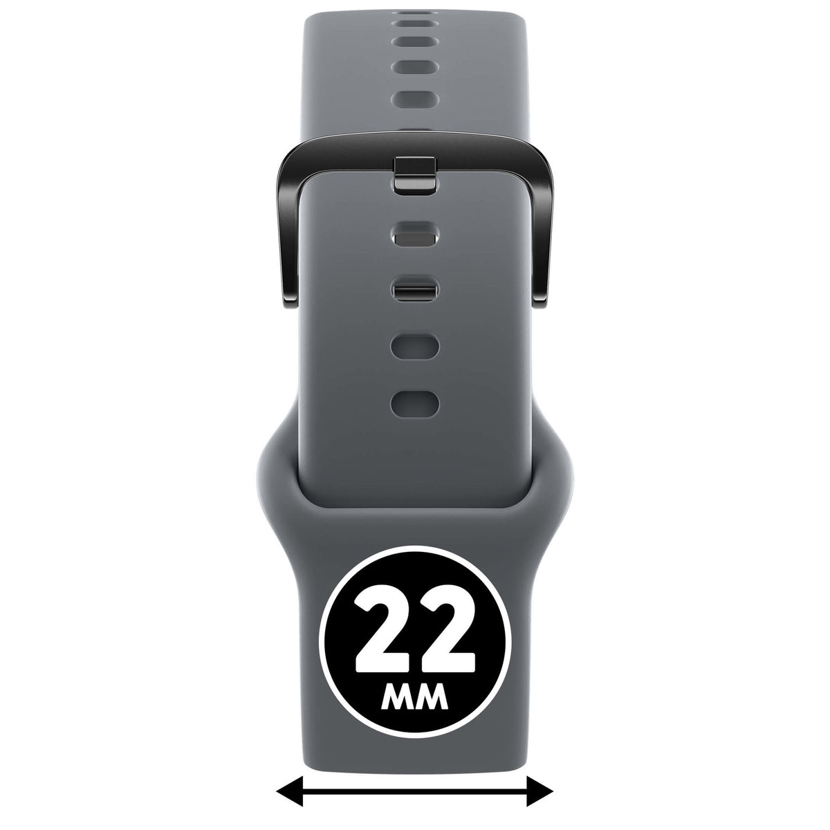 Bracelet de montre Ice-Watch silicone gris Dark Grey 22 mm boucle noire