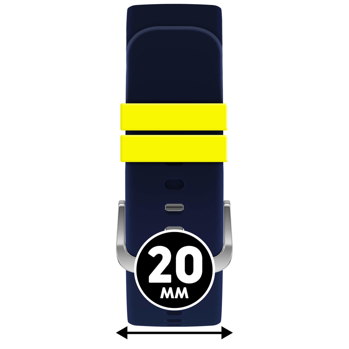 Bracelet de montre Ice-Watch silicone bleu et jaune Dress Blue / Safety Yellow 20 mm boucle argentée