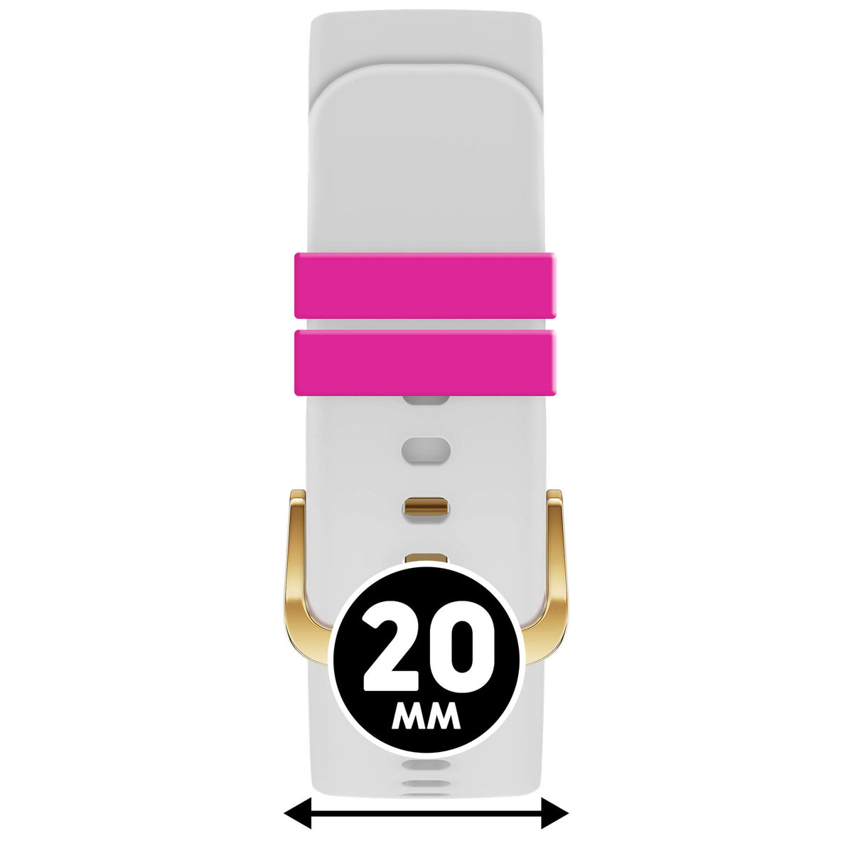 Bracelet de montre Ice-Watch silicone blanc et rose White / Neon Pink 20 mm boucle dorée