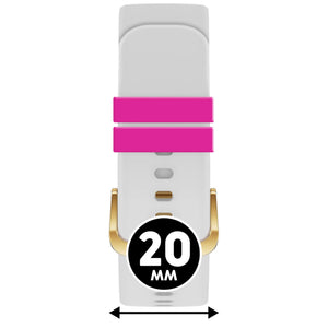 Bracelet de montre Ice-Watch silicone blanc et rose White / Neon Pink 20 mm boucle dorée