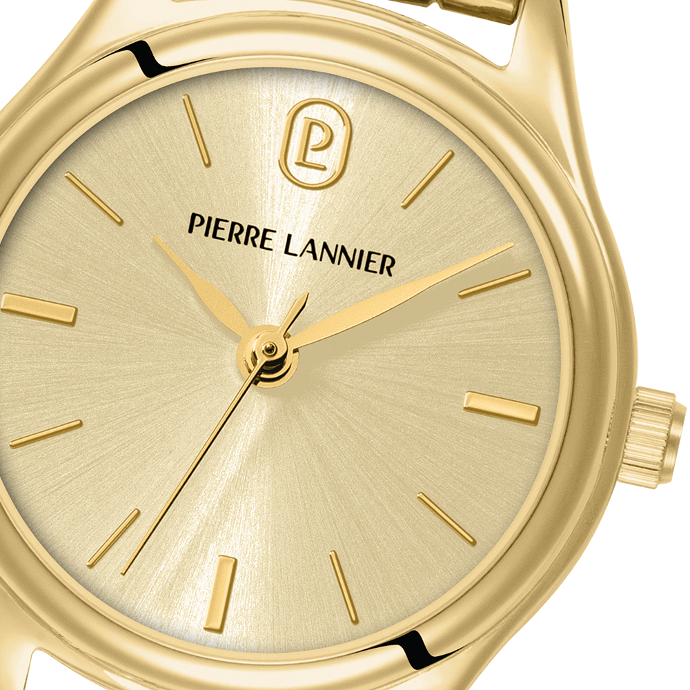 ميناء ذهبي على شكل أشعة الشمس، عقارب ذهبية، إطار ذهبي من Pierre Lannier 022H542