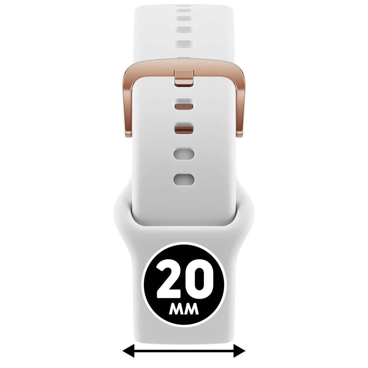 Bracelet de montre Ice-Watch silicone blanc White 20 mm boucle or rose