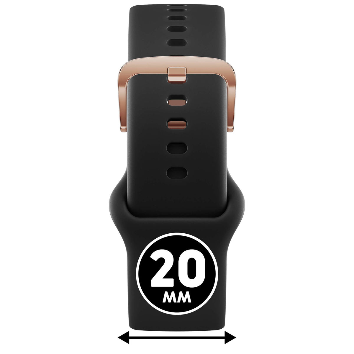 Bracelet de montre Ice-Watch silicone noir Black 20 mm boucle or rose