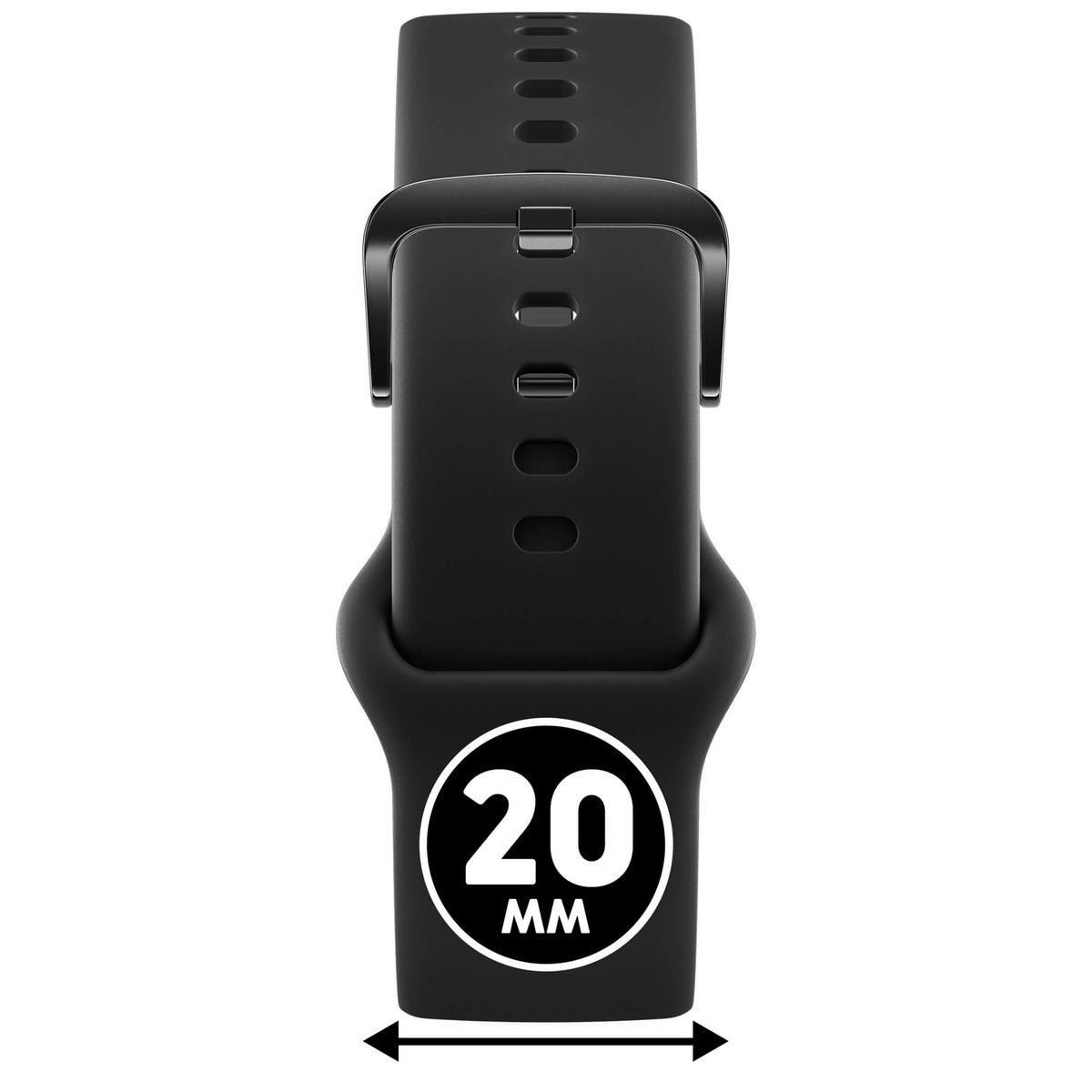 Bracelet de montre Ice-Watch silicone noir Black 20 mm boucle noire