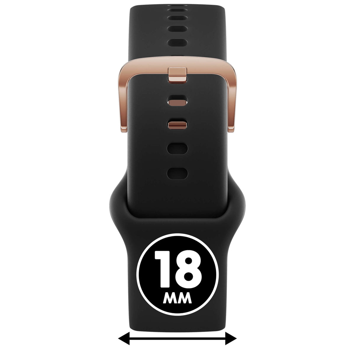 Bracelet de montre Ice-Watch silicone noir Black 18 mm boucle or rose