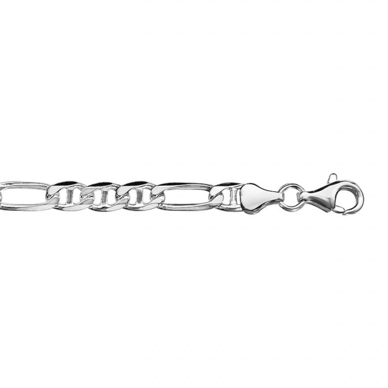 Collier chainage marine alternée en Argent 925 Rhodié