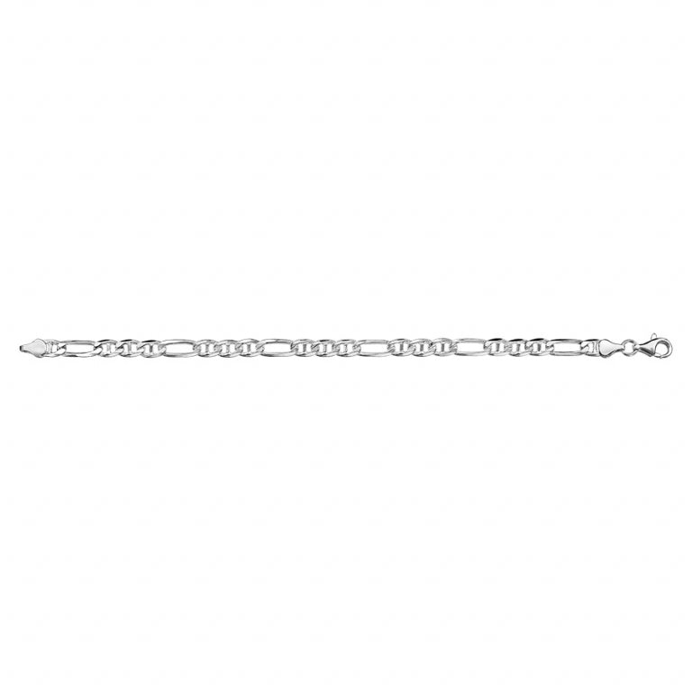 Collier chainage marine alternée en Argent 925 Rhodié