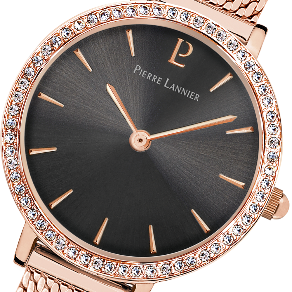 Montre femme Pierre Lannier NOVA 023L938 – cadran gris bracelet acier milanais doré rose – vue 4