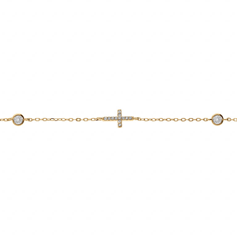 Cross Bracelet – Silver Gilded with Fine Gold | Azuline