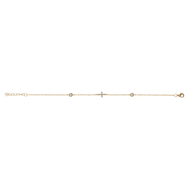 Cross Bracelet – Silver Gilded with Fine Gold | Azuline view 2