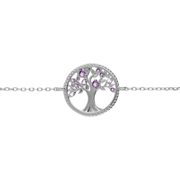 Bracelet arbre de vie oxydes violets – Argent Rhodié | Azuline
