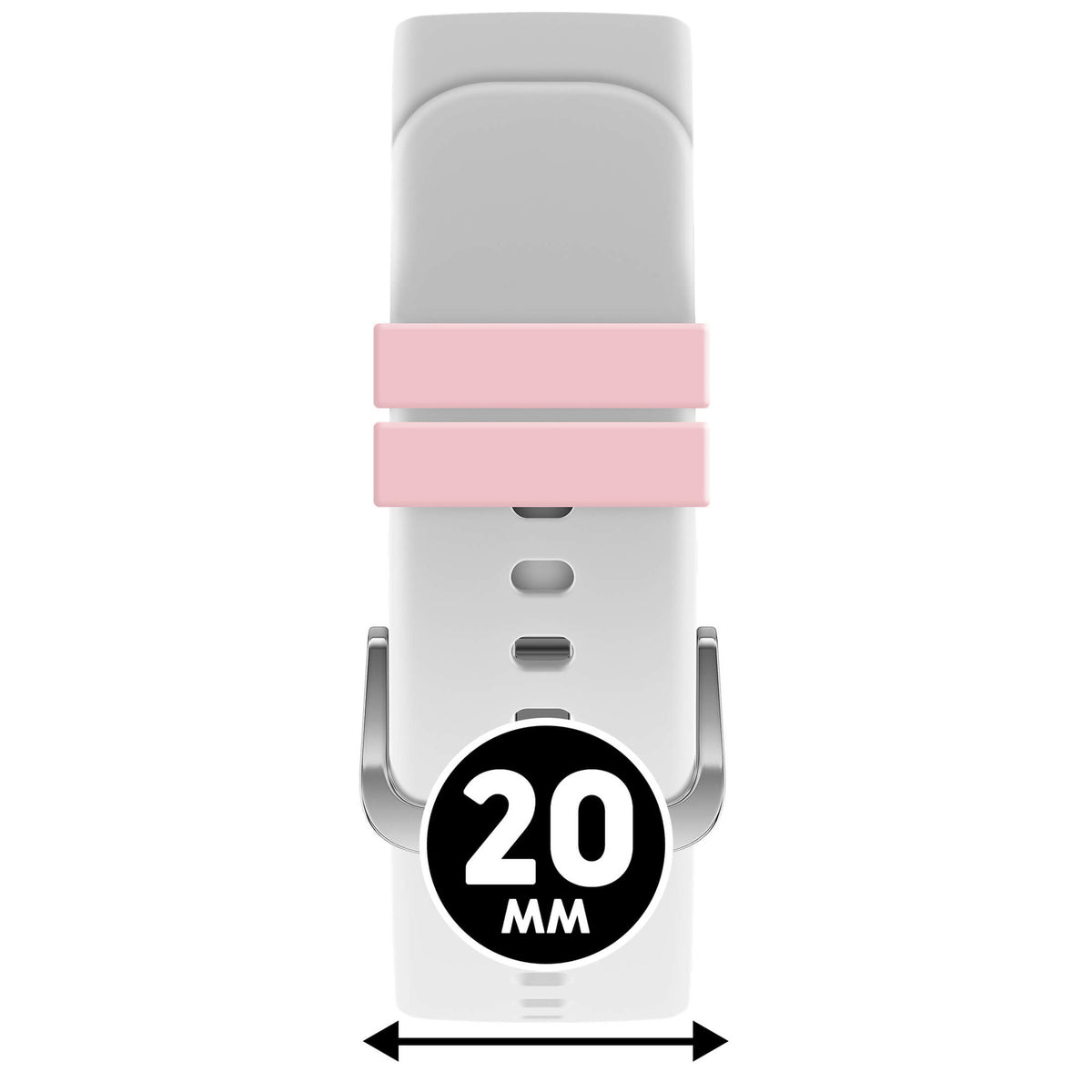 Bracelet de montre Ice-Watch silicone blanc et rose White Pink 20 mm boucle argentée