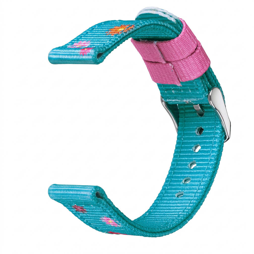 Bracelet de montre Ice-Watch nylon bleu Blue Flowers 14 mm boucle argentée