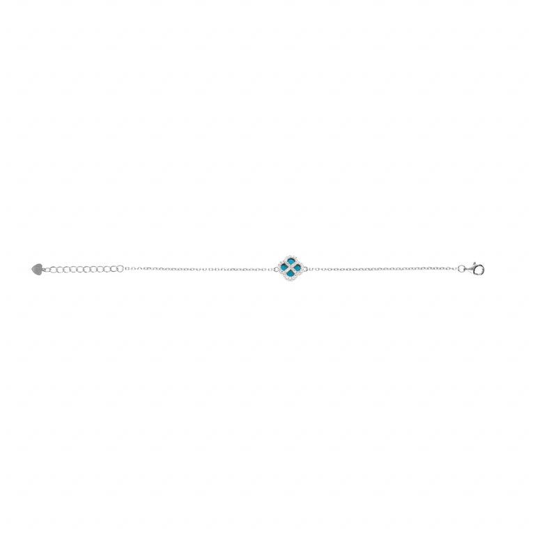 Imitatie Turquoise Klaver Armband – Zilver | Azulin-weergave 2
