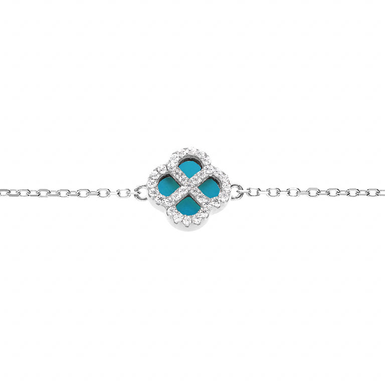 Imitatie Turquoise Klaver Armband – Zilver | Azulin