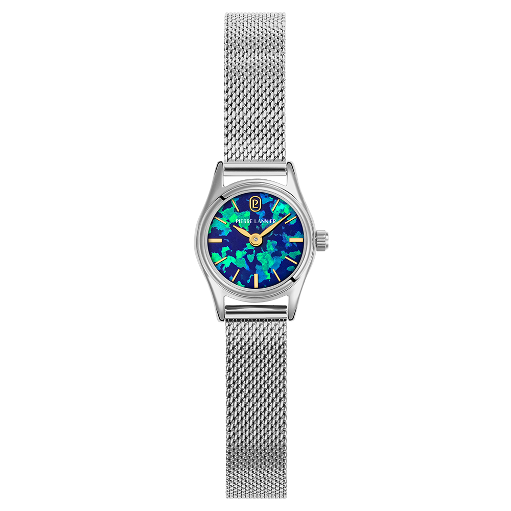 Montre femme Pierre Lannier OPALIA 024M661 – cadran bleu bracelet acier milanais argenté – vue de face