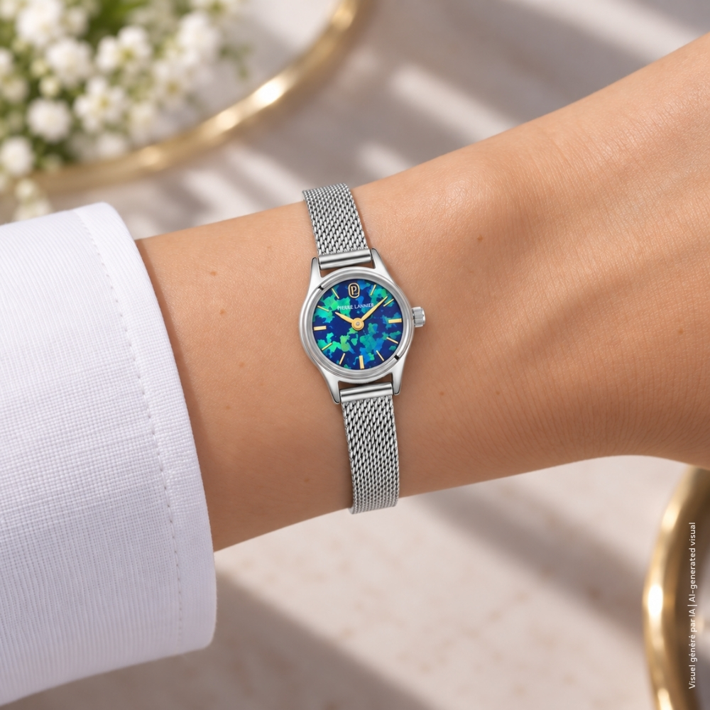 Montre femme Pierre Lannier OPALIA 024M661 – cadran bleu bracelet acier milanais argenté – vue 2