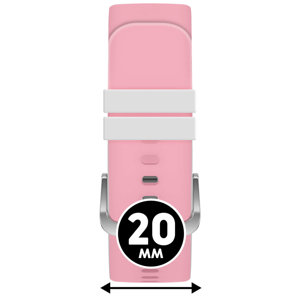 Bracelet de montre Ice-Watch silicone rose et blanc Pink White 20 mm boucle argentée