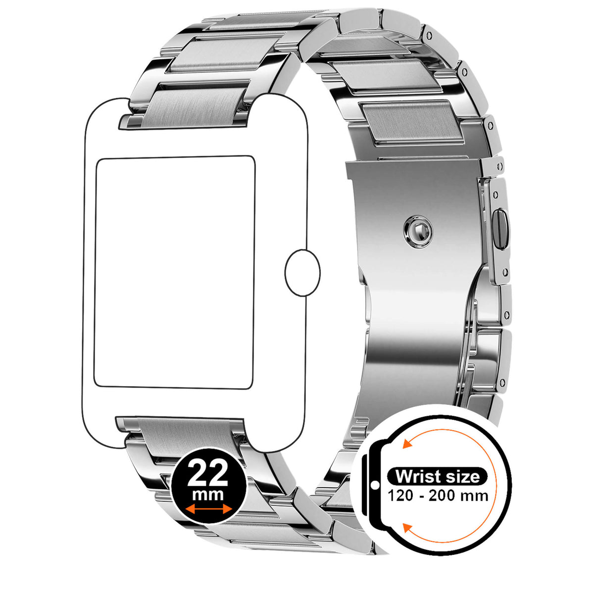 Bracelet de montre Ice-Watch acier argent Silver Shiny 22 mm fermoir coulissant