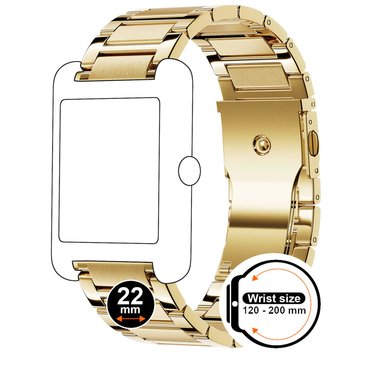 Bracelet de montre Ice-Watch acier doré Gold Shiny 22 mm fermoir coulissant