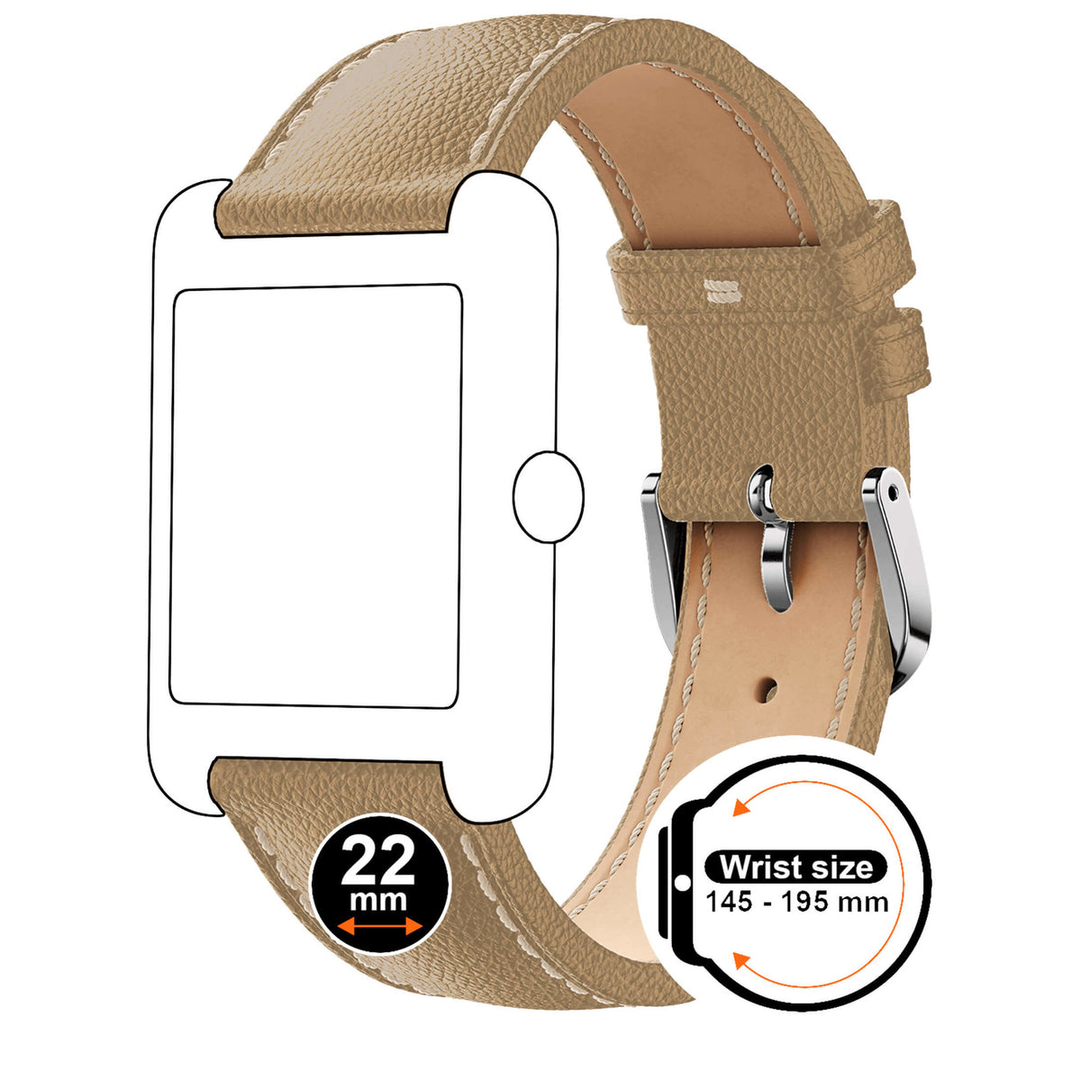 Bracelet de montre Ice-Watch cuir marron Taupe Grain 22 mm boucle argentée