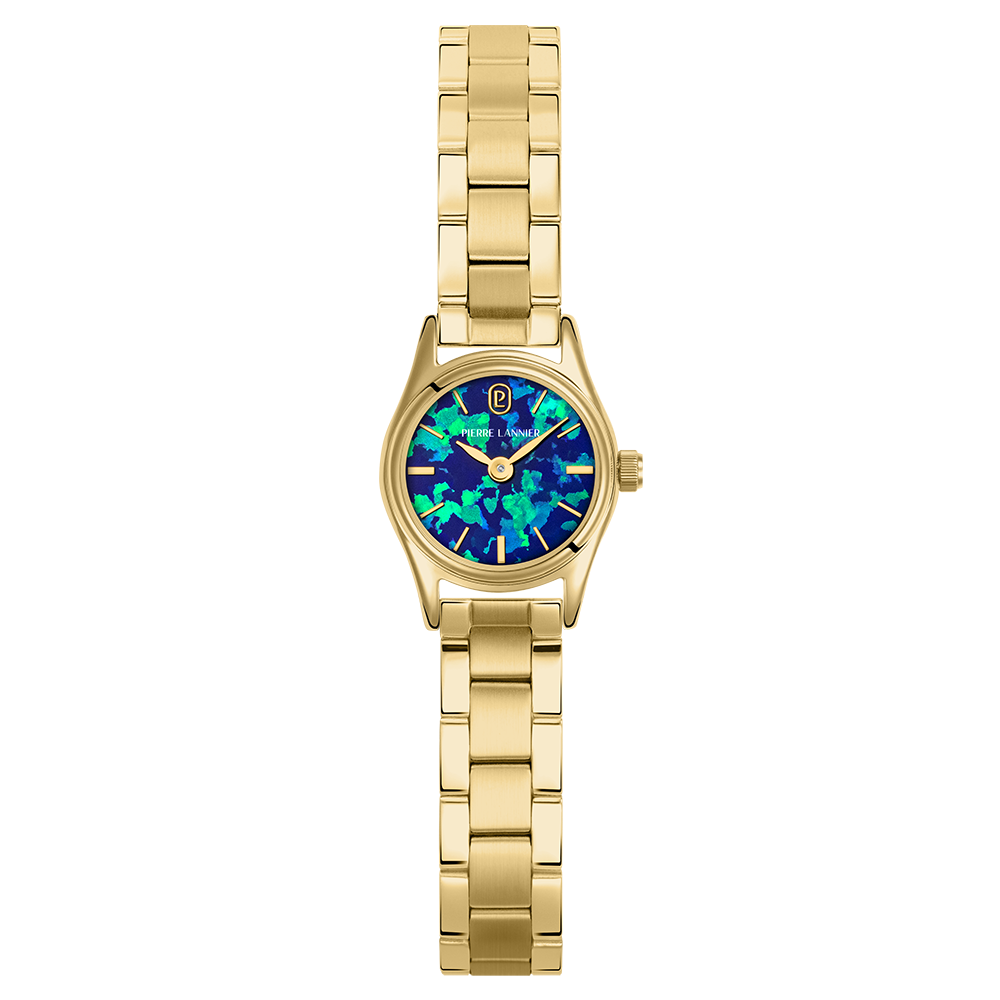 Montre femme Pierre Lannier OPALIA 025R562 – cadran bleu bracelet acier doré – vue de face