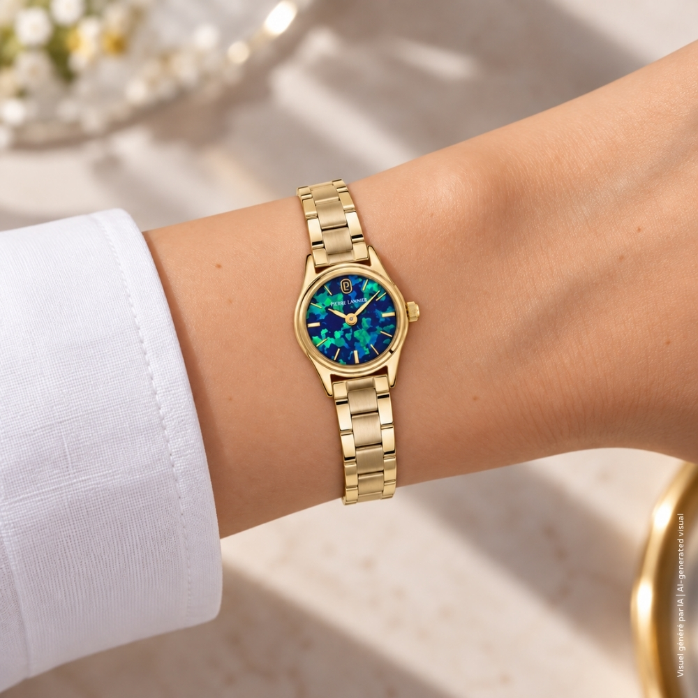 Montre femme Pierre Lannier OPALIA 025R562 – cadran bleu bracelet acier doré – vue 2