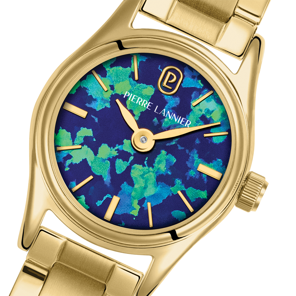 Montre femme Pierre Lannier OPALIA 025R562 – cadran bleu bracelet acier doré – vue 3