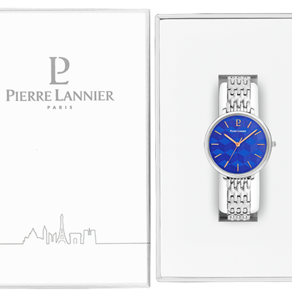 Montre femme Pierre Lannier MIRAGE 026K661 – cadran bleu bracelet acier argenté – vue 3