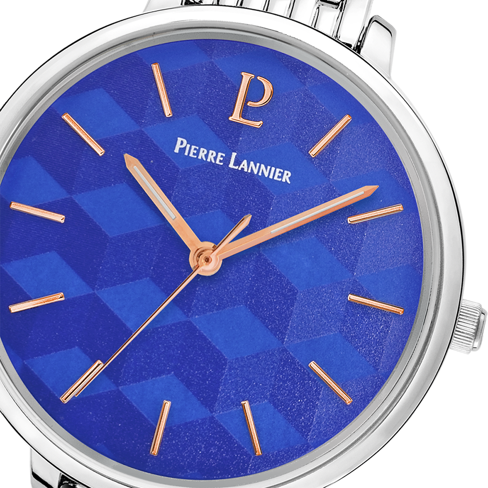 Montre femme Pierre Lannier MIRAGE 026K661 – cadran bleu bracelet acier argenté – vue 4