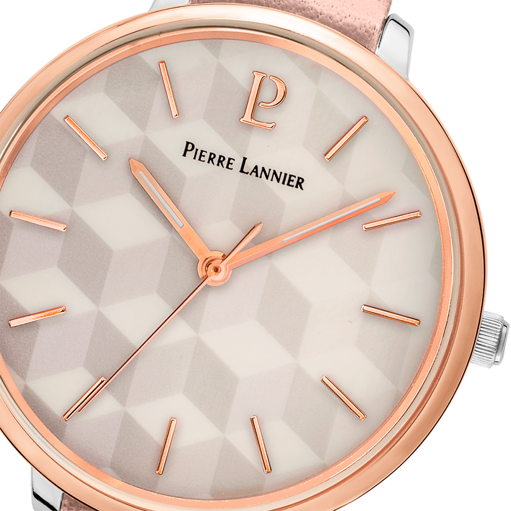 Montre femme Pierre Lannier MIRAGE 027L795 – cadran blanc bracelet cuir rose – vue 4