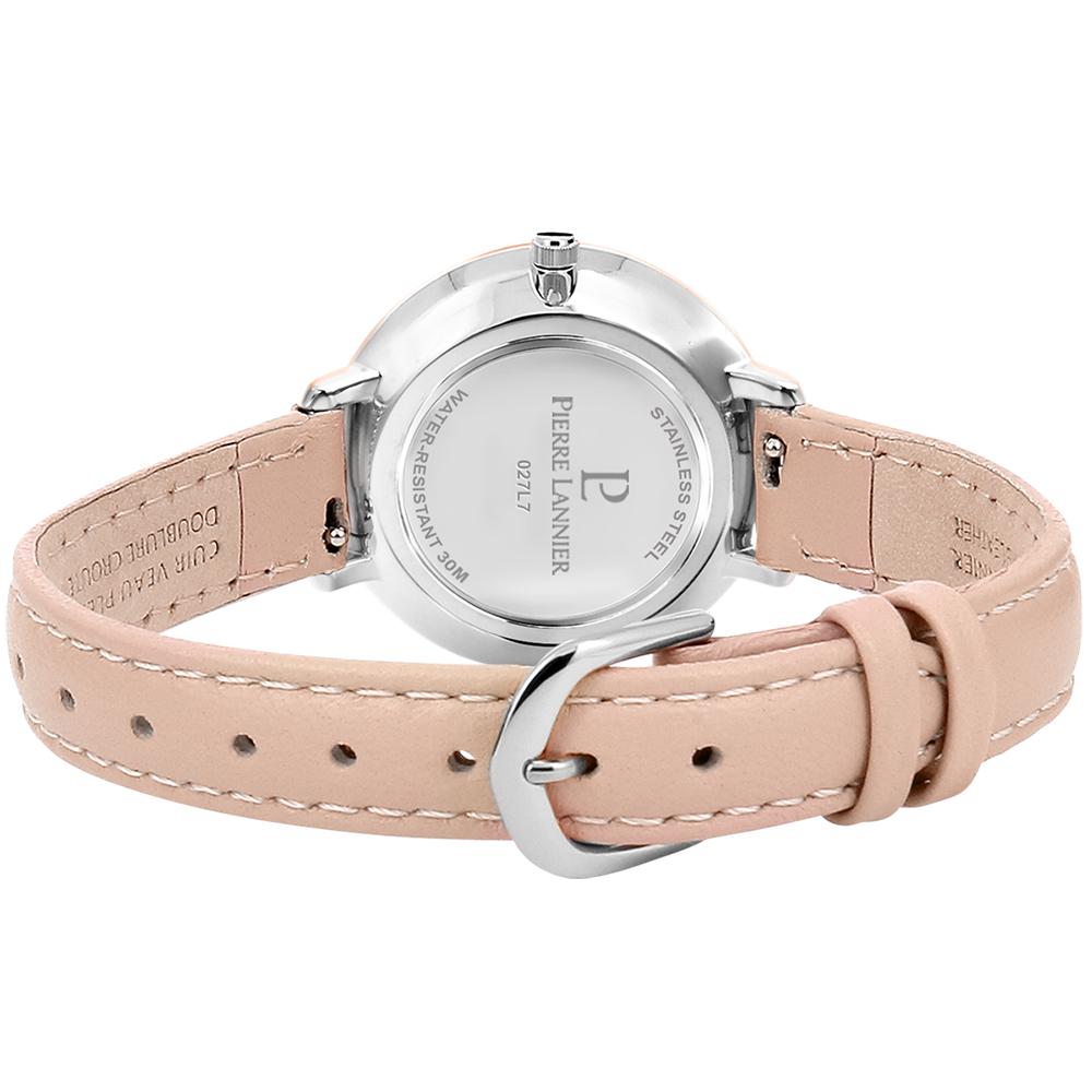 Montre femme Pierre Lannier MIRAGE 027L795 – cadran blanc bracelet cuir rose – vue 5