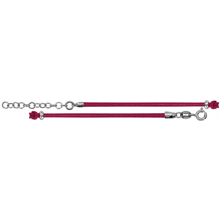 Single double fuchsia cord with end – Rhodium-plated silver | Azuline view 2
