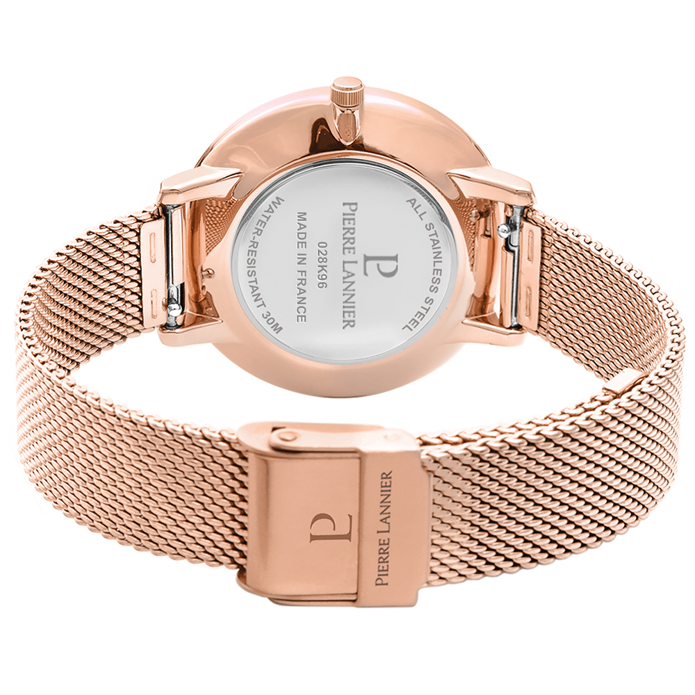 Montre femme Pierre Lannier ELARA 028K968 – cadran bleu bracelet acier milanais doré rose – vue 5