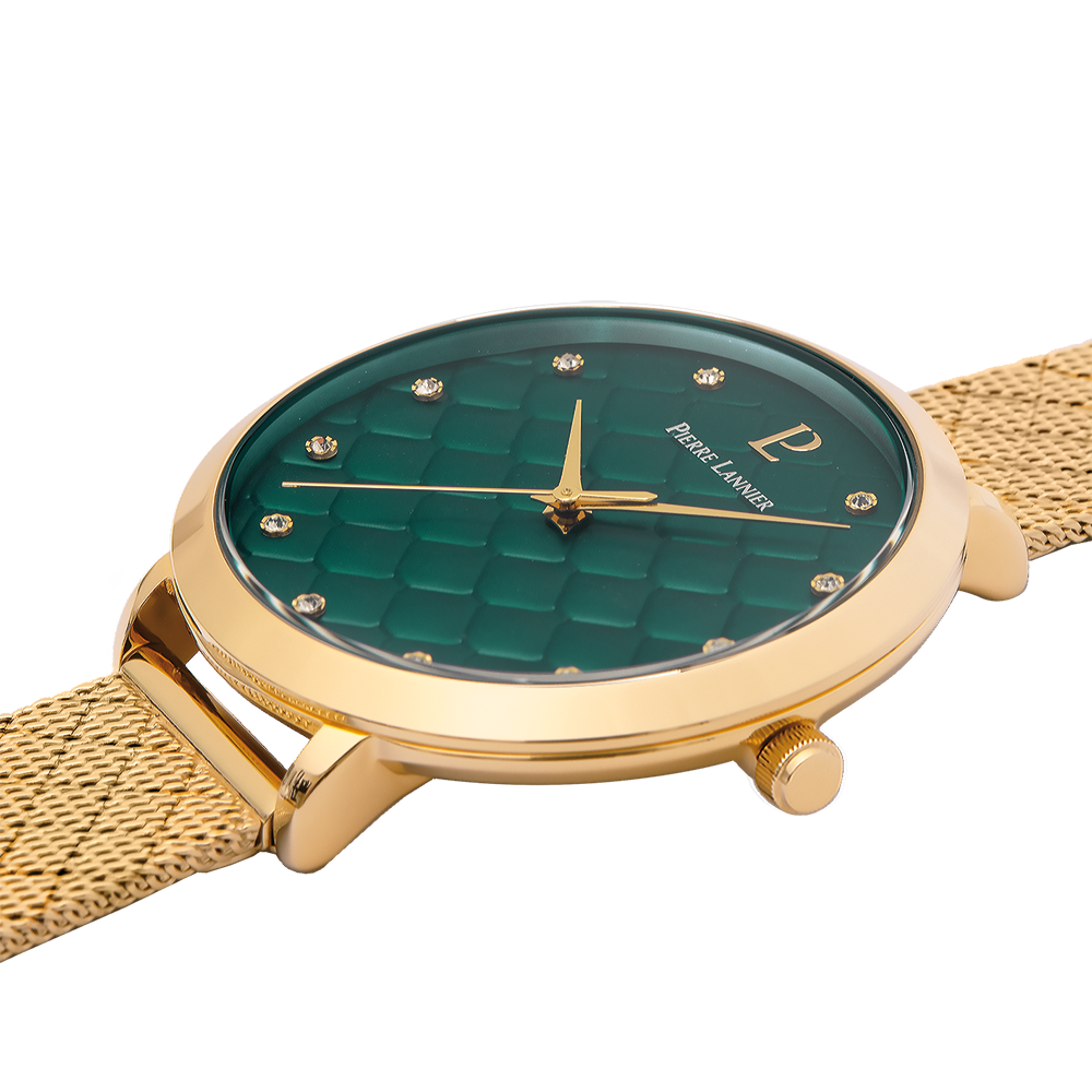 Montre femme Pierre Lannier GRACE 030M572 – cadran vert bracelet acier milanais doré – vue 3