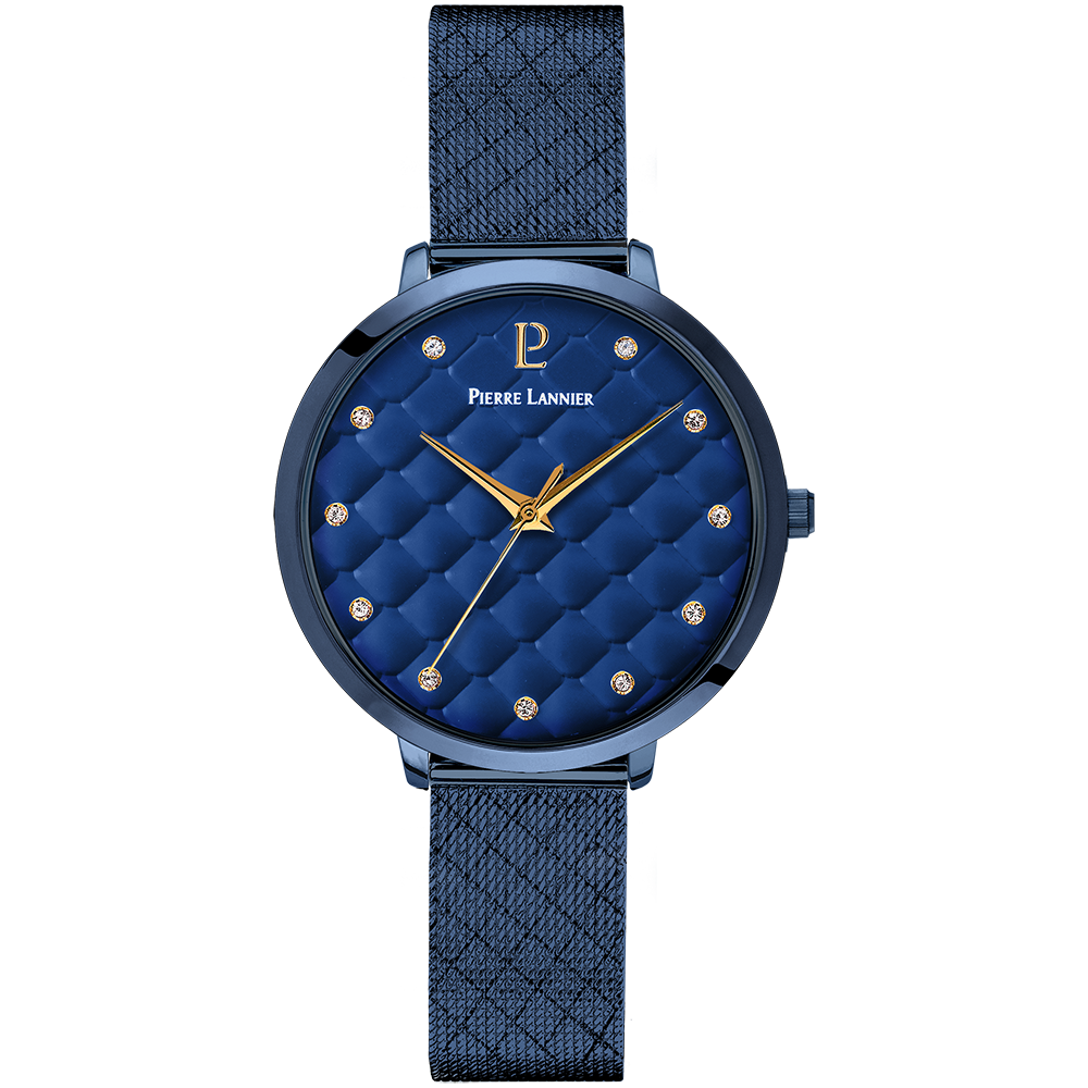 Montre femme Pierre Lannier GRACE 030M869 – cadran bleu bracelet acier milanais bleu – vue de face