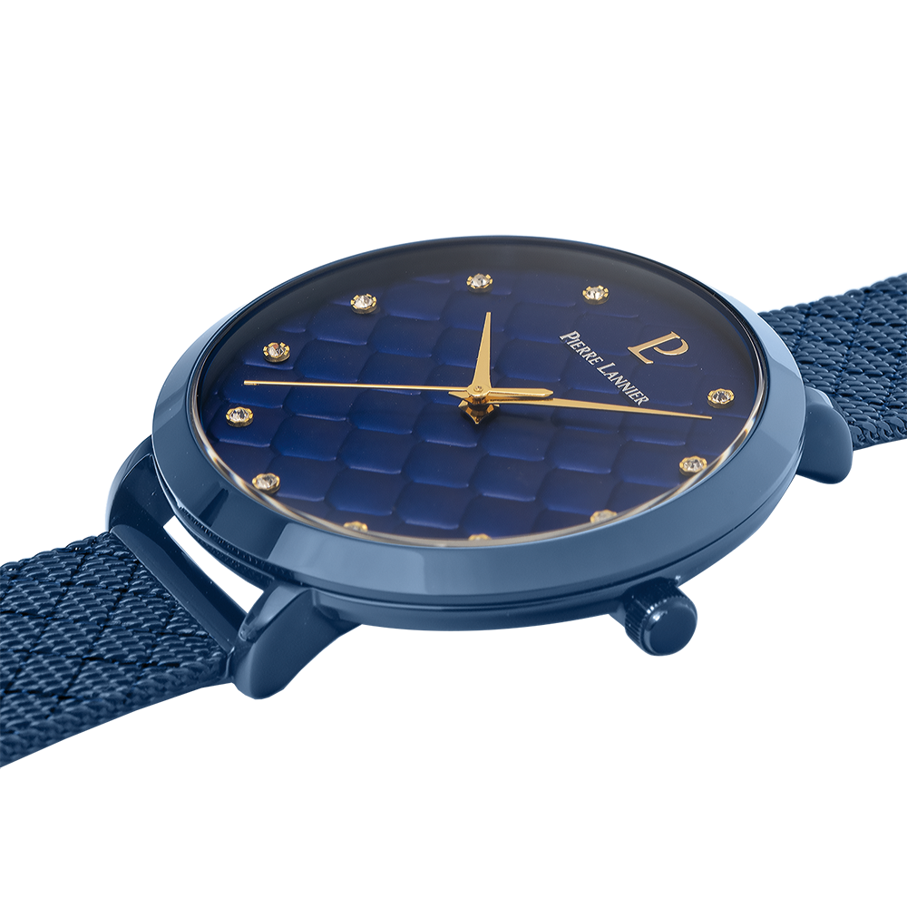 Montre femme Pierre Lannier GRACE 030M869 – cadran bleu bracelet acier milanais bleu – vue 2