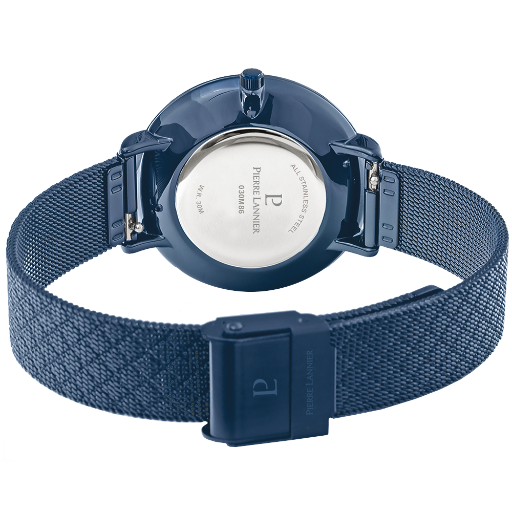 Montre femme Pierre Lannier GRACE 030M869 – cadran bleu bracelet acier milanais bleu – vue 5