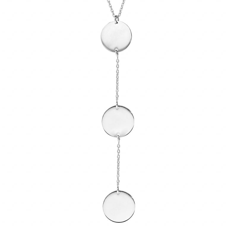 Collier gourmette 3 plaques rondes en argent 925 rhodié