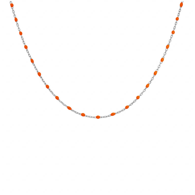 Neon Orange Resin Olives náhrdelník – Silver | Azulinský pohled 2