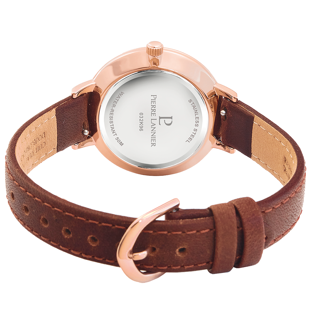 Montre femme Pierre Lannier ECHO 032K964 – cadran bleu bracelet cuir brun – vue 5