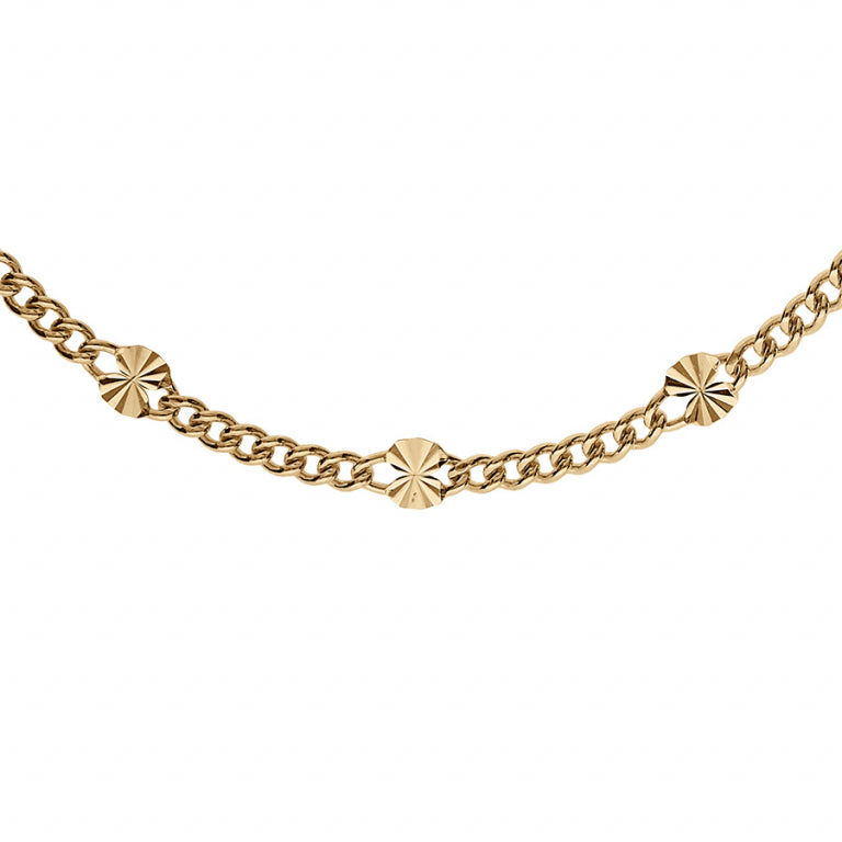 Collier mode gourmette pastilles diamanté étoile en argent 925