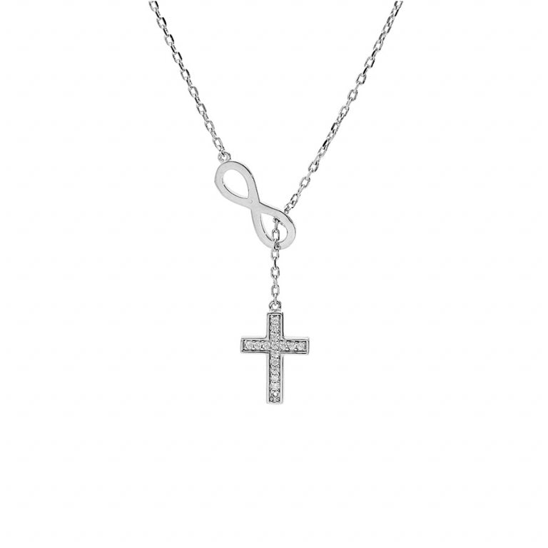 Infinity Cross nyaklánc – ezüst | Azulin nézet 2