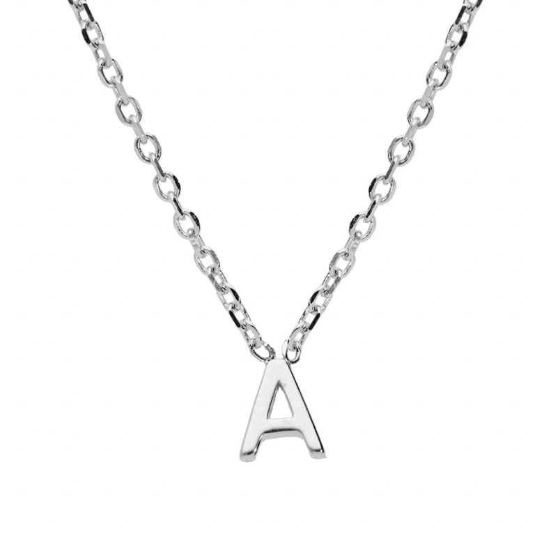 Collier mode petite initiale A en argent 925 rhodié
